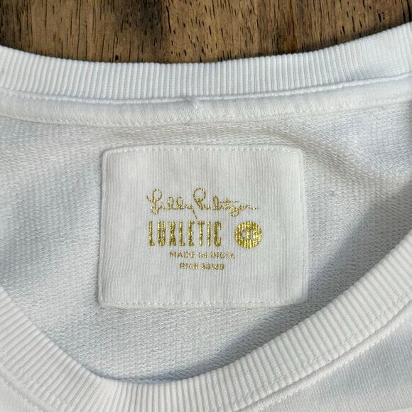 Lilly Pulitzer Luxletic Beach Comber Pullover Sweatshirt Boat Neck White Size XL - Picture 7 of 10